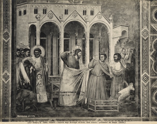 Alinari, Fratelli — Padova - Cappella degli Scrovegni all'Arena. Gesù scaccia i profanatori dal tempio. (Giotto.) — insieme